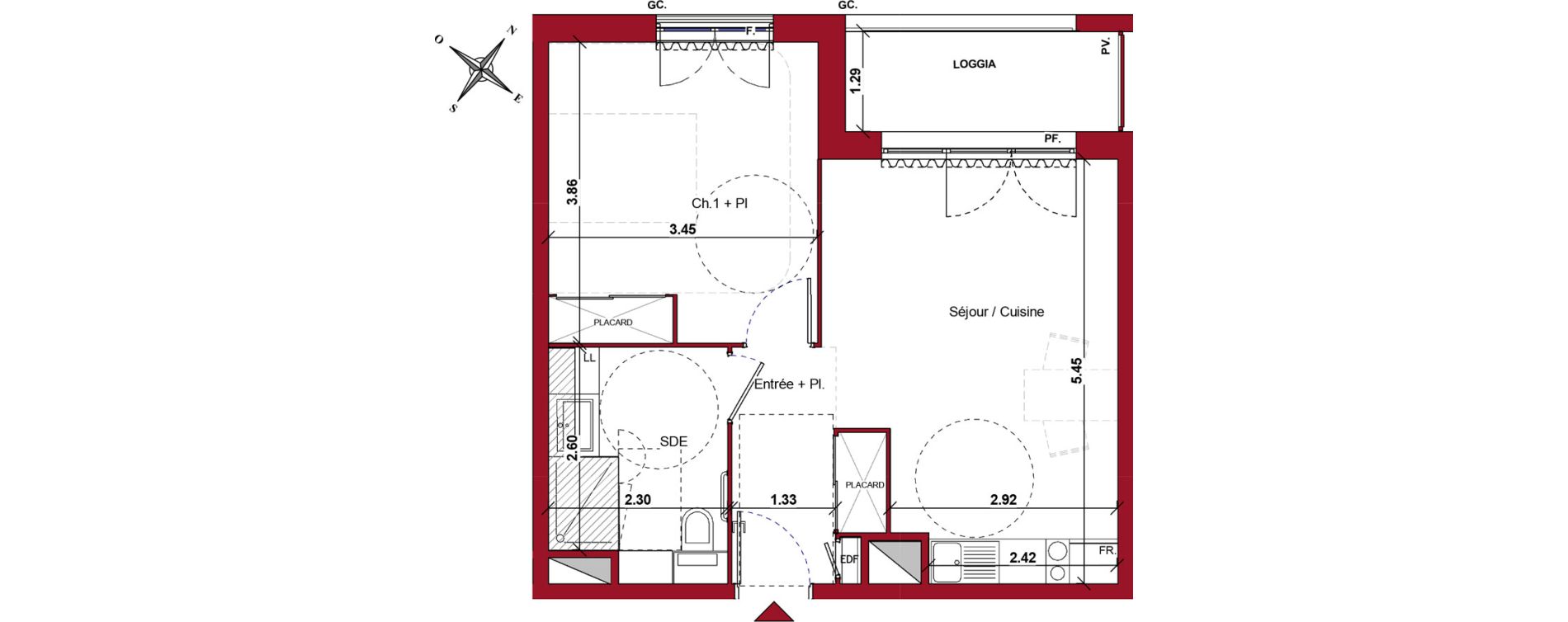 Appartement T2 meubl&eacute; de 43,10 m2 &agrave; Ch&acirc;teau-Thierry Centre