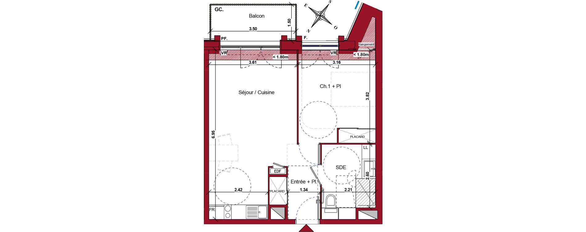 Appartement T2 meubl&eacute; de 43,12 m2 &agrave; Ch&acirc;teau-Thierry Centre