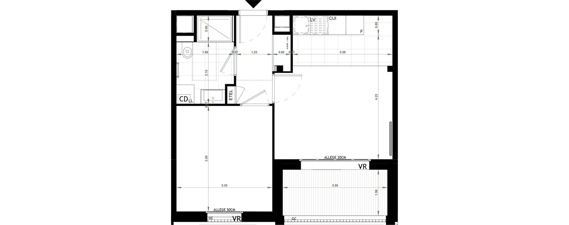 Appartement T2 de 39,47 m2 &agrave; Ch&acirc;teau-Thierry Centre
