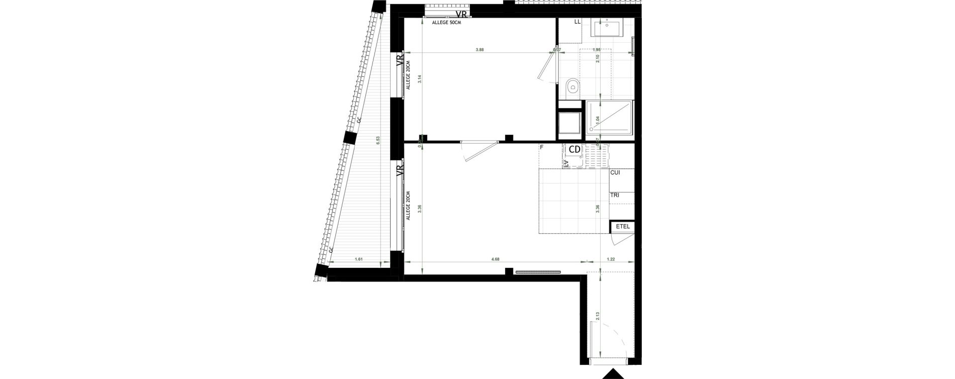 Appartement T2 de 39,81 m2 &agrave; Ch&acirc;teau-Thierry Centre