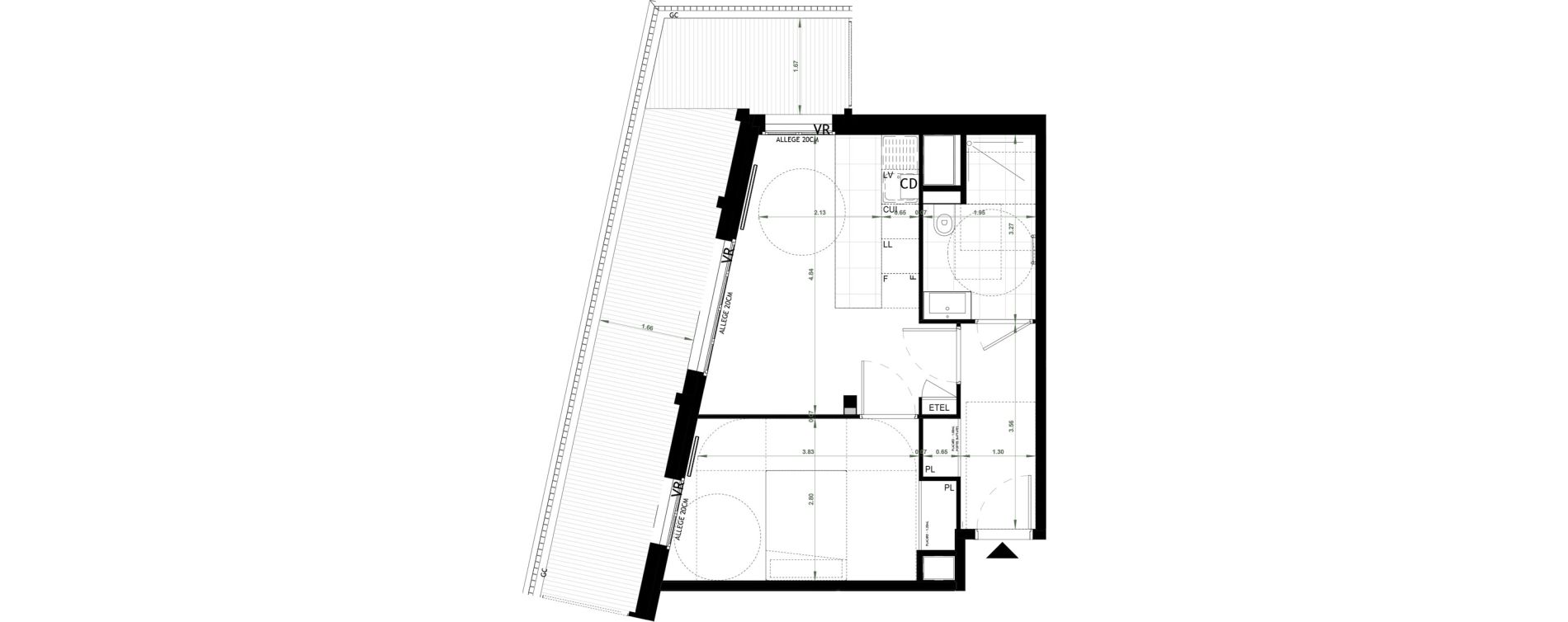 Appartement T2 de 39,85 m2 &agrave; Ch&acirc;teau-Thierry Centre