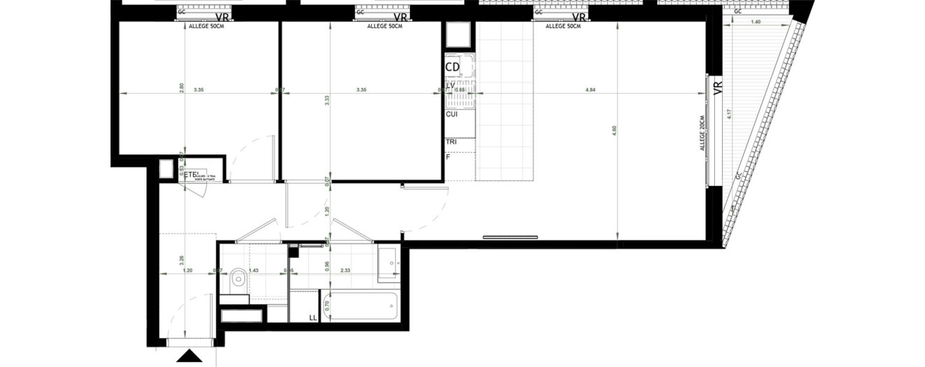 Appartement T3 de 61,71 m2 &agrave; Ch&acirc;teau-Thierry Centre