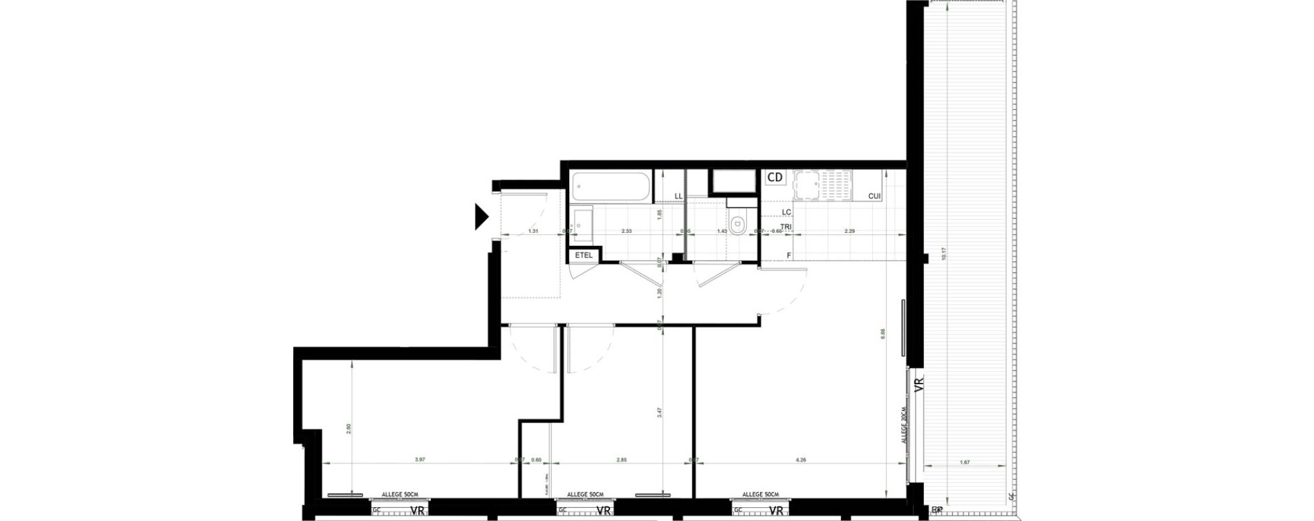 Appartement T3 de 62,39 m2 &agrave; Ch&acirc;teau-Thierry Centre