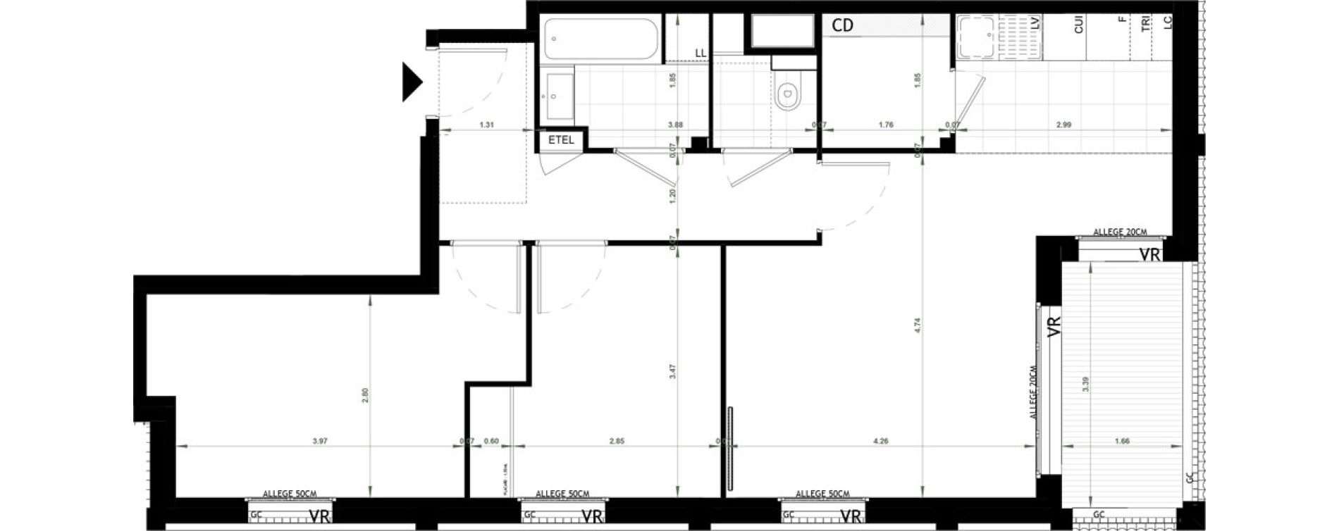 Appartement T3 de 67,85 m2 &agrave; Ch&acirc;teau-Thierry Centre