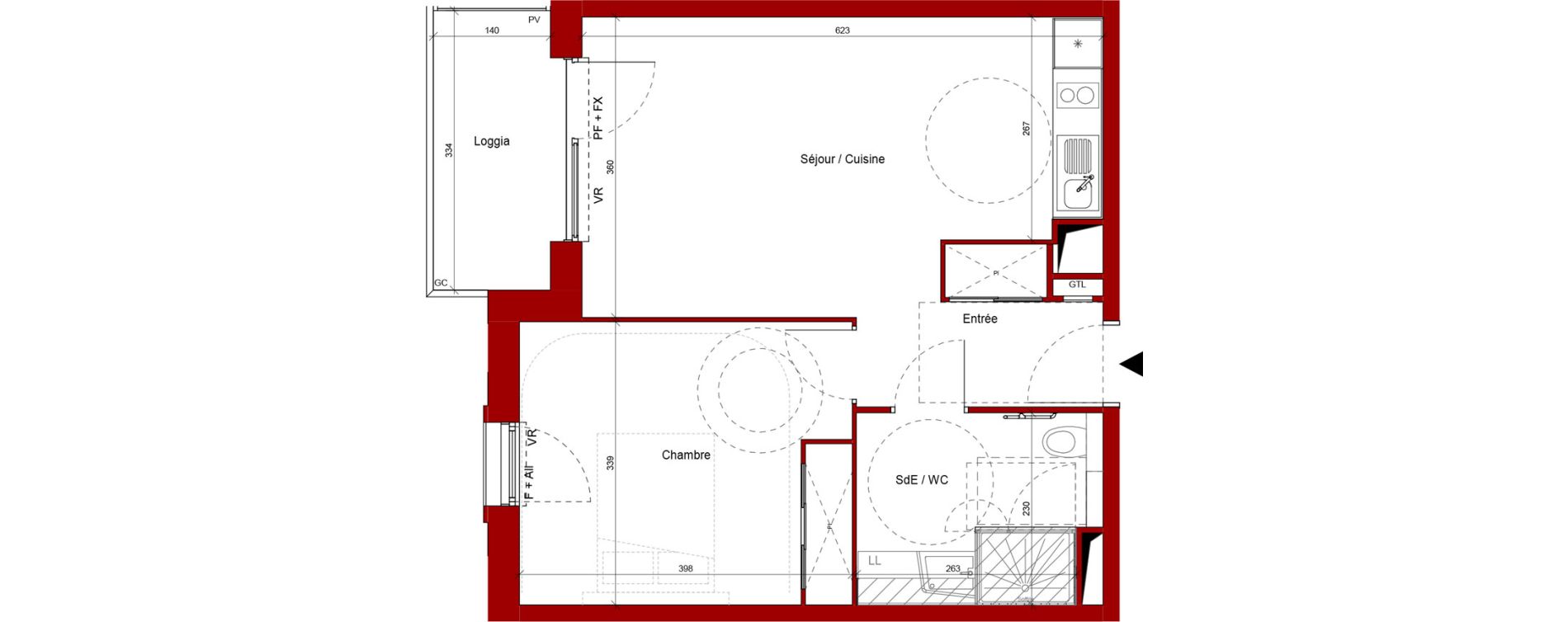 Appartement T2 de 44,79 m2 &agrave; Laon Centre