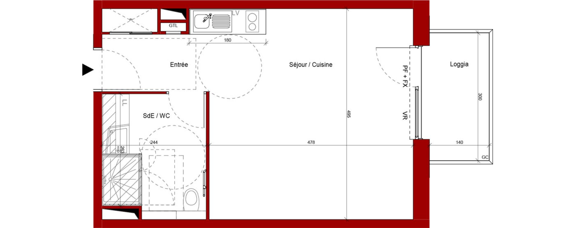 Appartement T1 de 34,98 m2 &agrave; Laon Centre