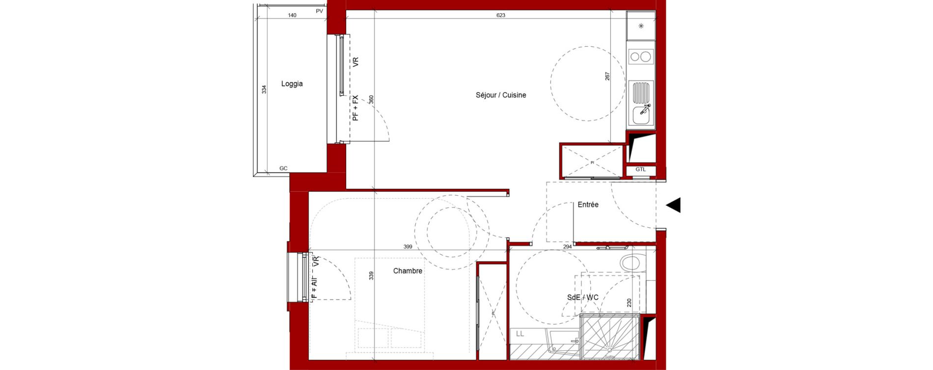 Appartement T2 de 44,79 m2 &agrave; Laon Centre