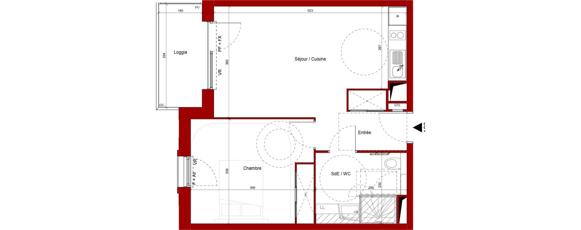 Appartement T2 de 44,78 m2 &agrave; Laon Centre