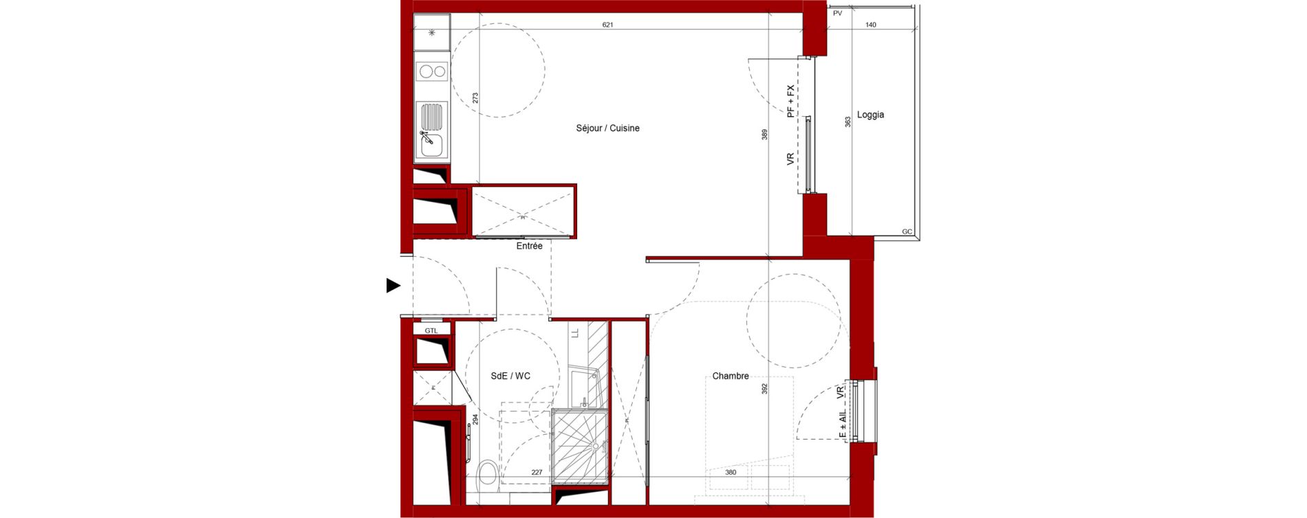 Appartement T2 de 47,96 m2 &agrave; Laon Centre