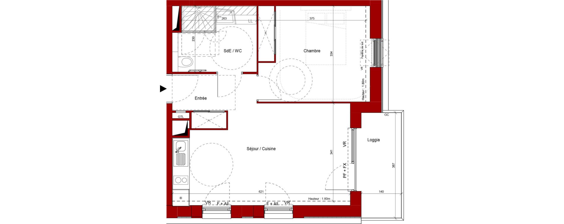 Appartement T2 de 42,47 m2 &agrave; Laon Centre