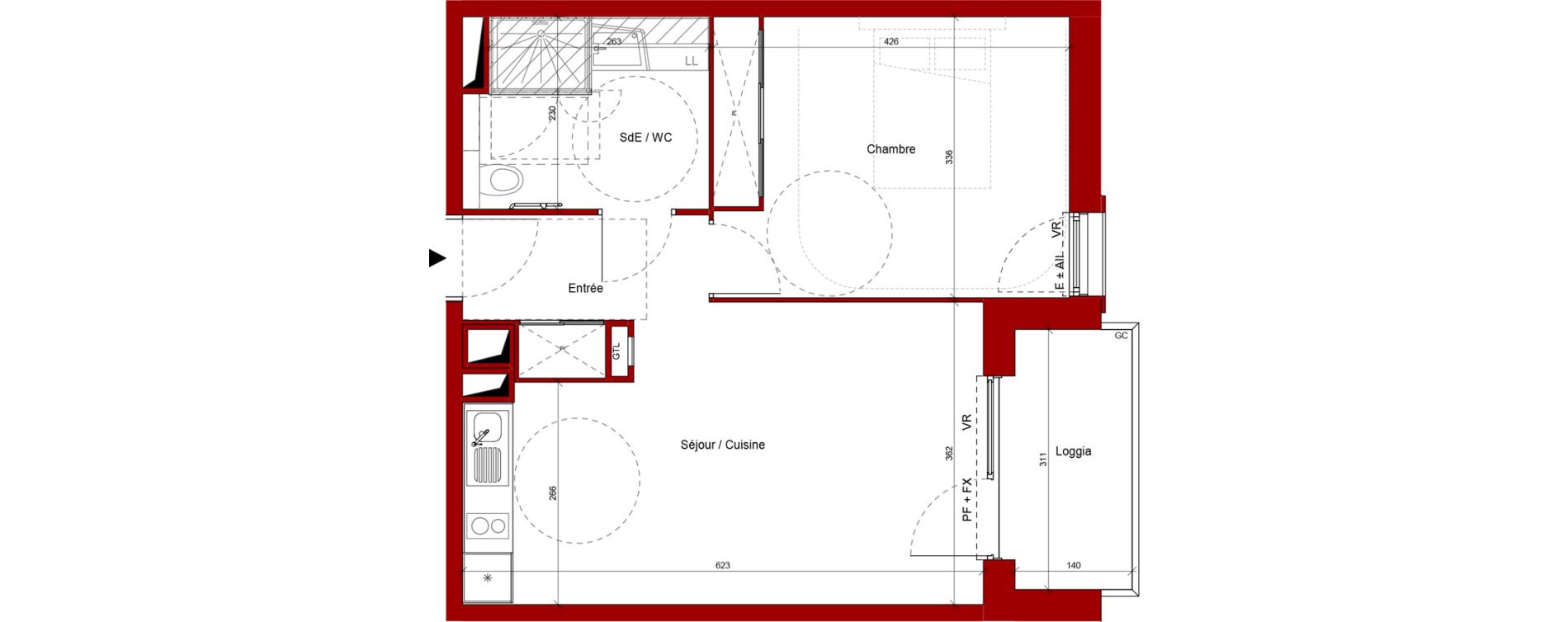 Appartement T2 de 45,48 m2 &agrave; Laon Centre