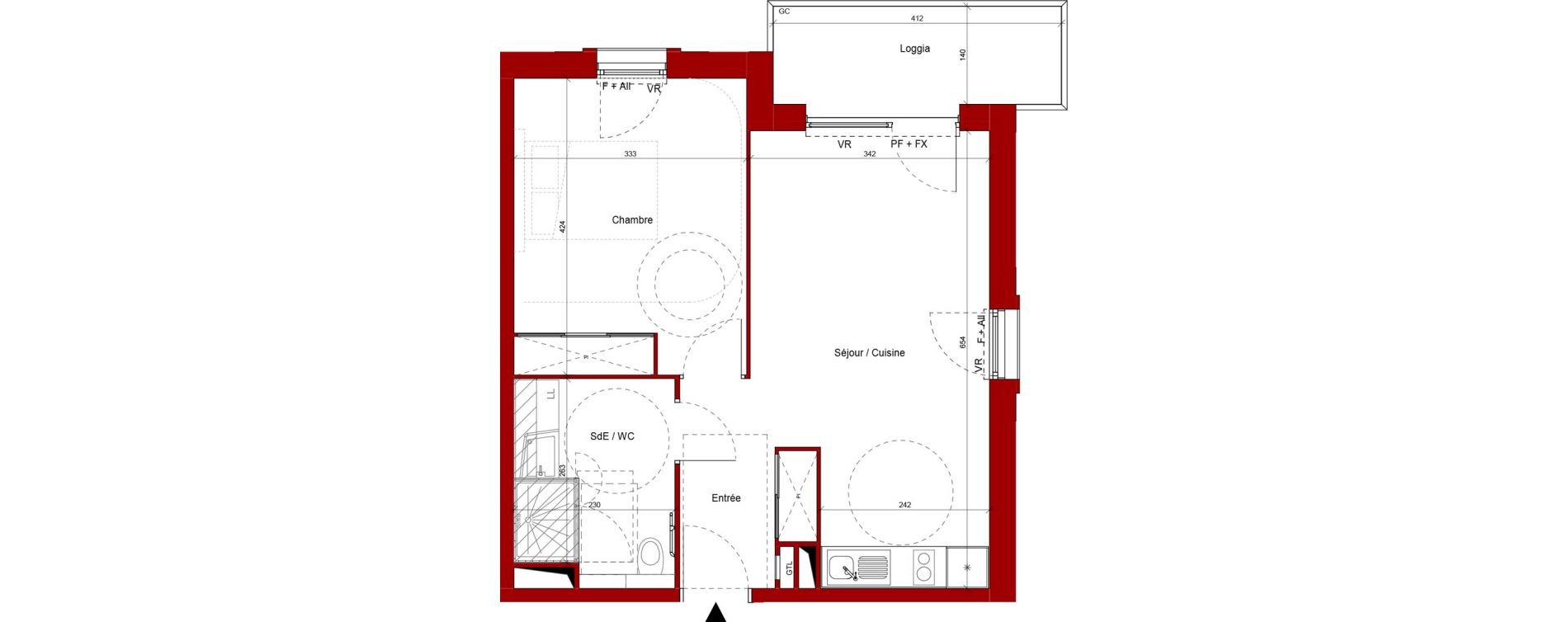 Appartement T2 de 45,51 m2 &agrave; Laon Centre