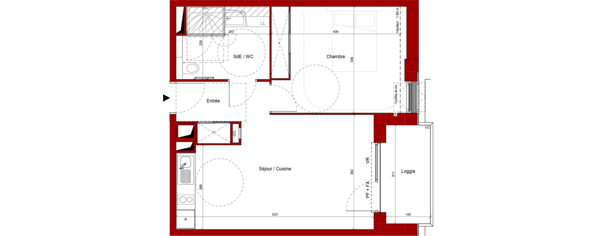 Appartement T2 de 44,81 m2 &agrave; Laon Centre