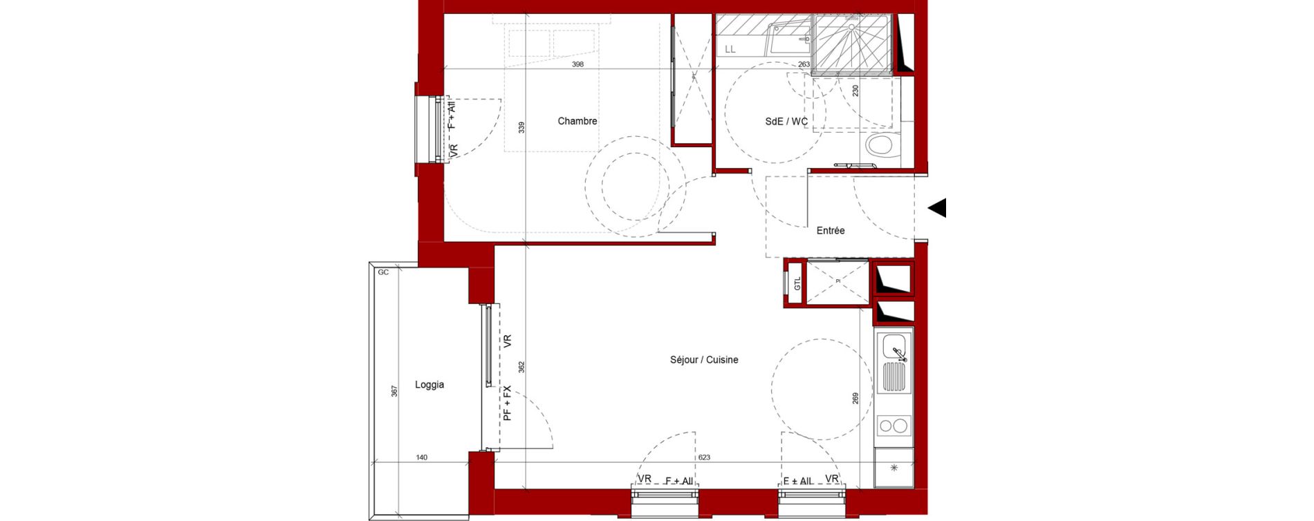 Appartement T2 de 44,72 m2 &agrave; Laon Centre