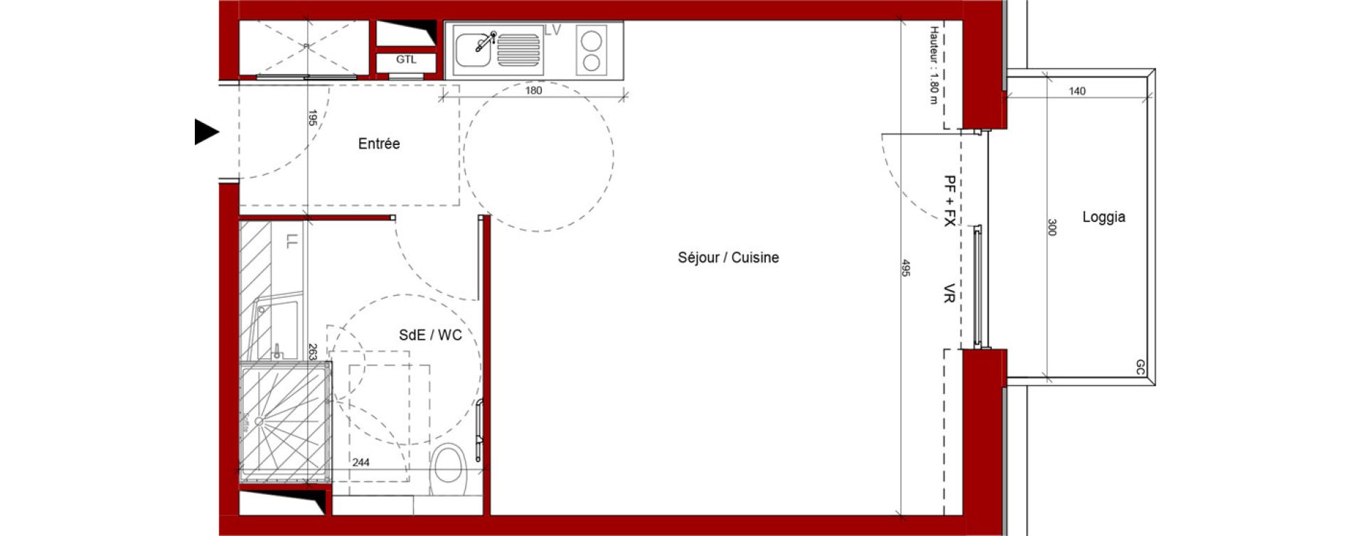 Appartement T1 de 34,30 m2 &agrave; Laon Centre