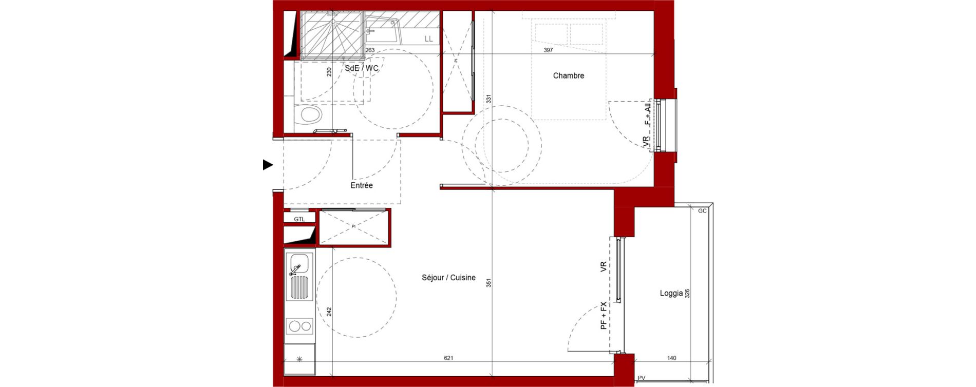 Appartement T2 de 43,70 m2 &agrave; Laon Centre