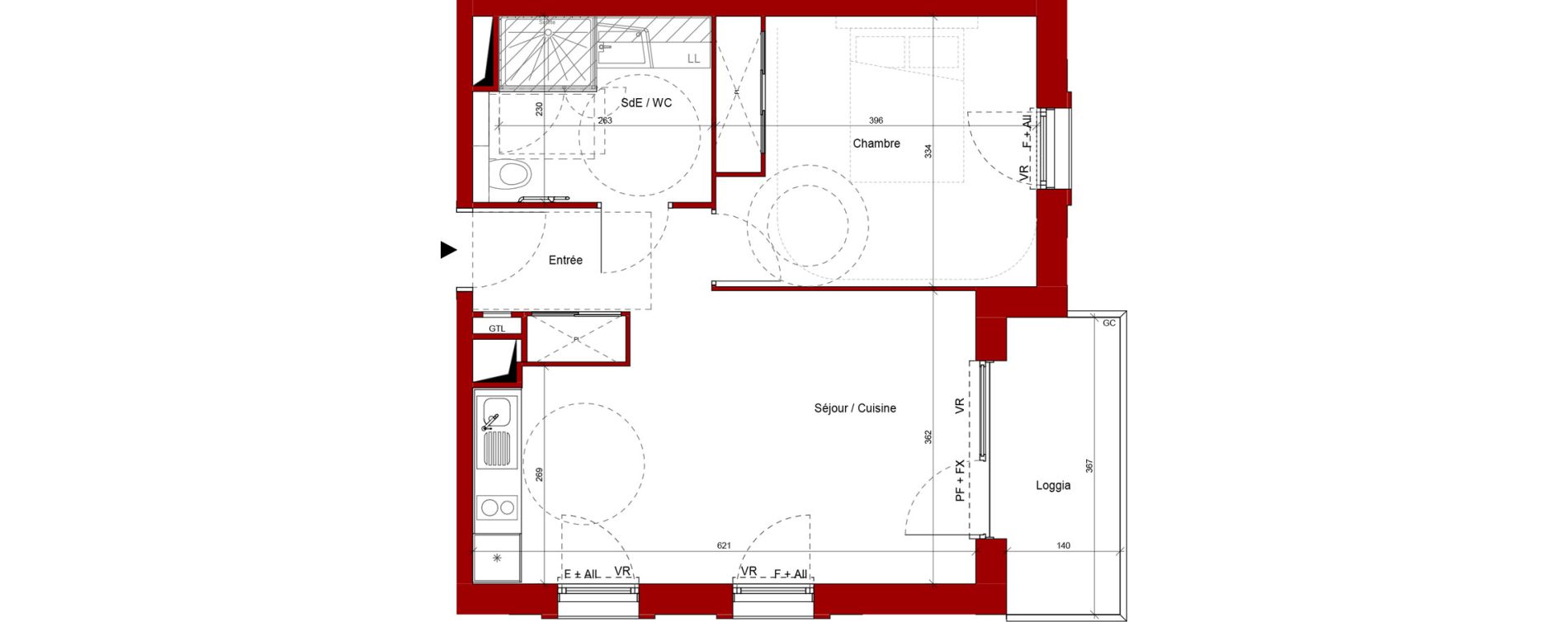 Appartement T2 de 44,47 m2 &agrave; Laon Centre