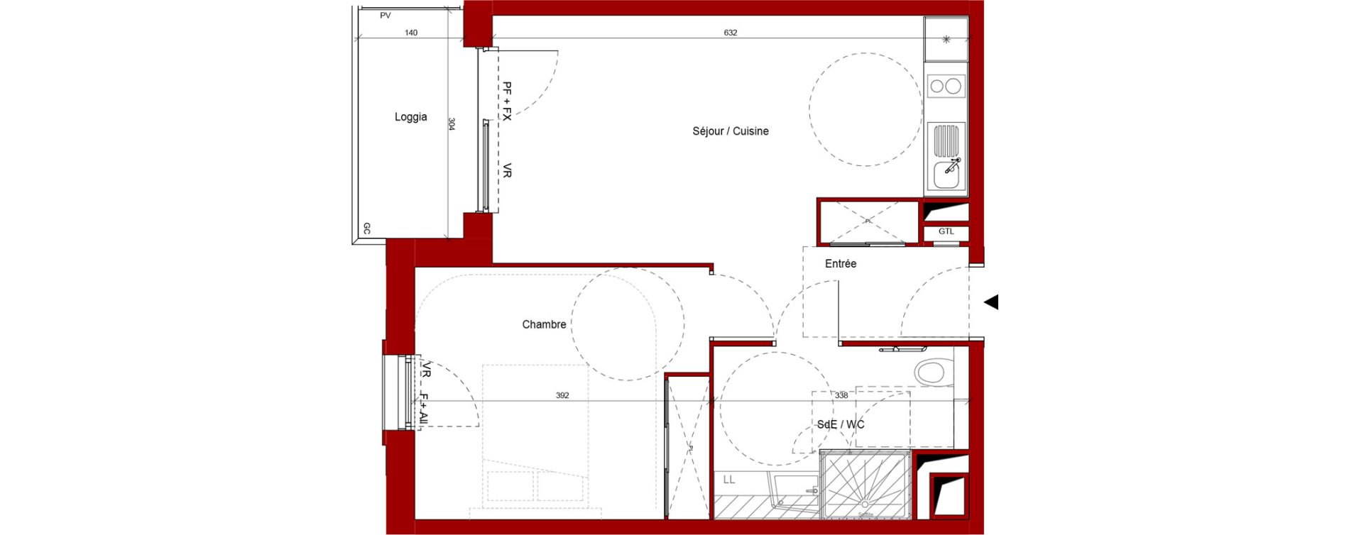 Appartement T2 de 43,92 m2 &agrave; Laon Centre