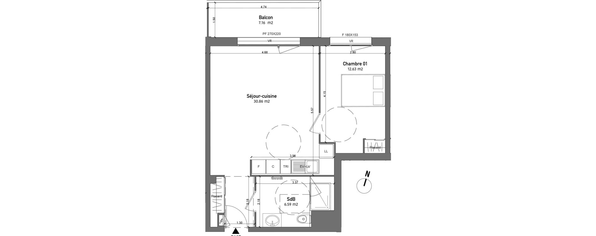 Appartement T2 de 50,08 m2 &agrave; Saint-Quentin Centre