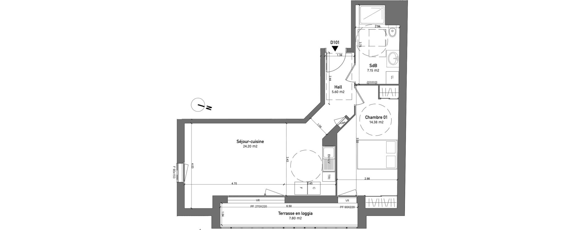 Appartement T2 de 51,33 m2 &agrave; Saint-Quentin Centre