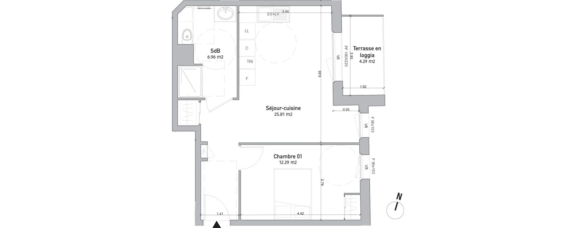 Appartement T2 de 45,06 m2 &agrave; Saint-Quentin Centre