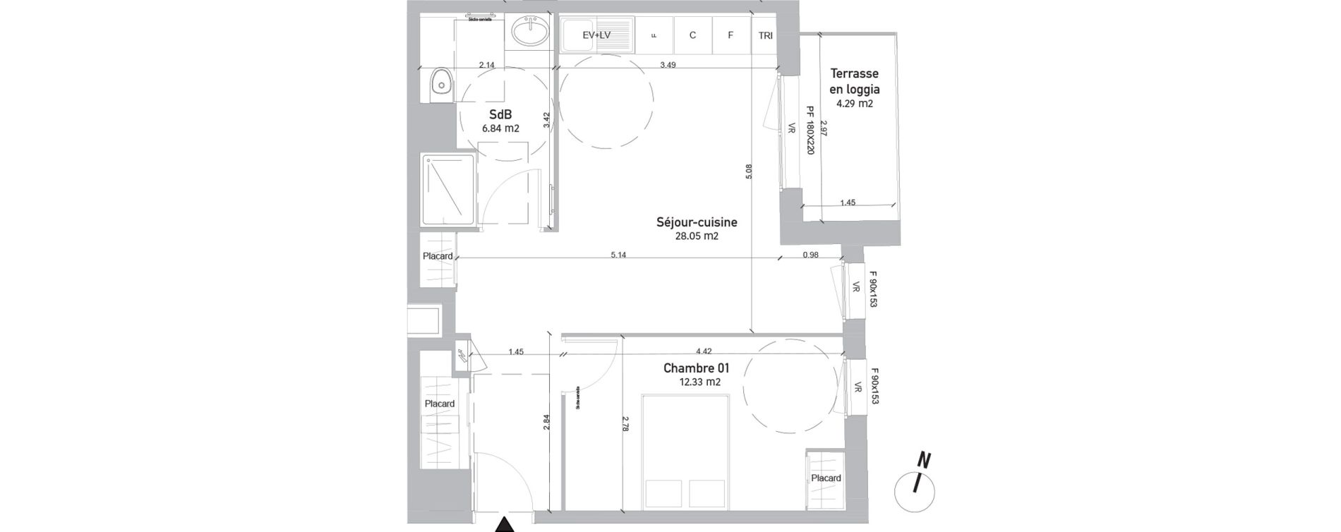 Appartement T2 de 47,22 m2 &agrave; Saint-Quentin Centre