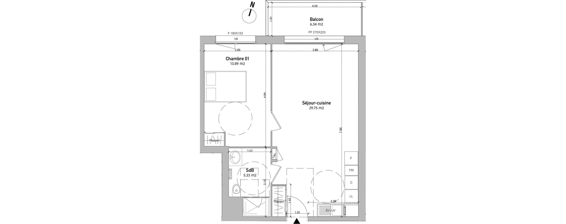 Appartement T2 de 48,97 m2 &agrave; Saint-Quentin Centre