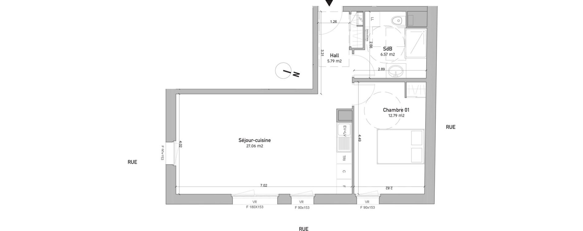 Appartement T2 de 52,21 m2 &agrave; Saint-Quentin Centre