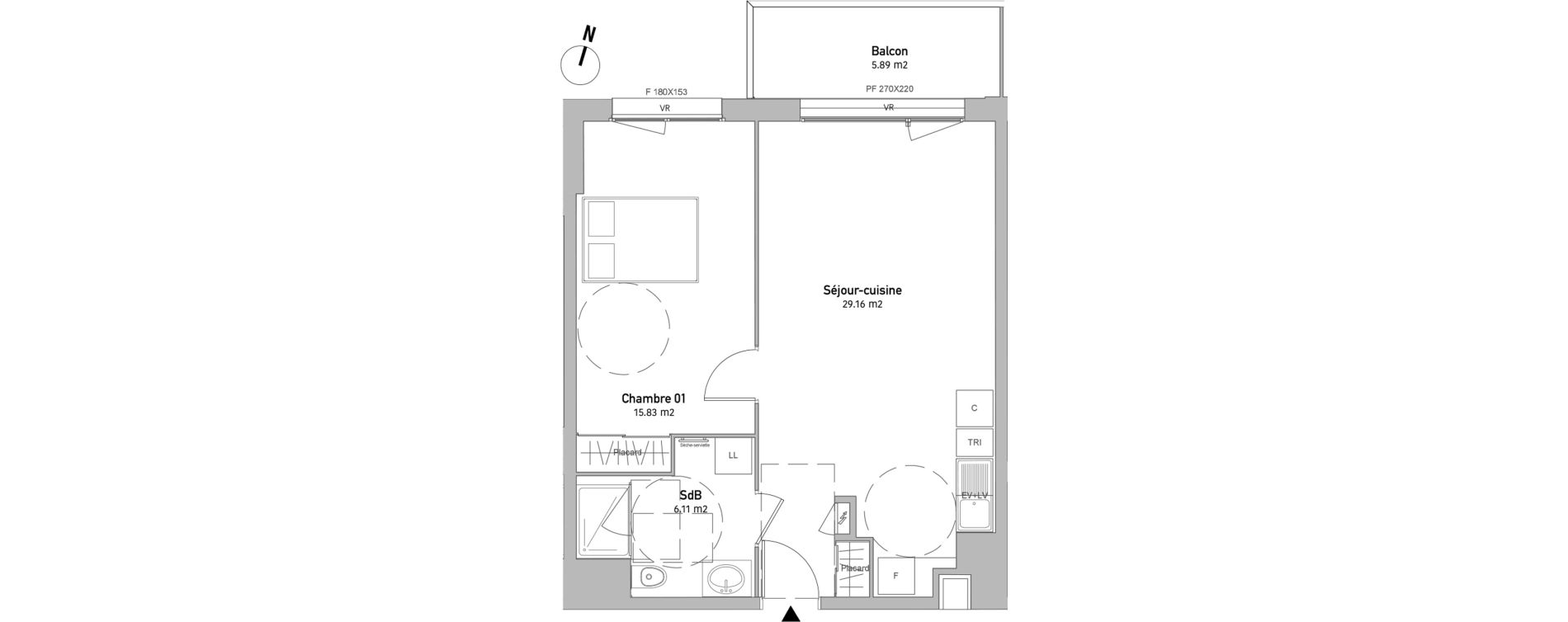 Appartement T2 de 51,10 m2 &agrave; Saint-Quentin Centre