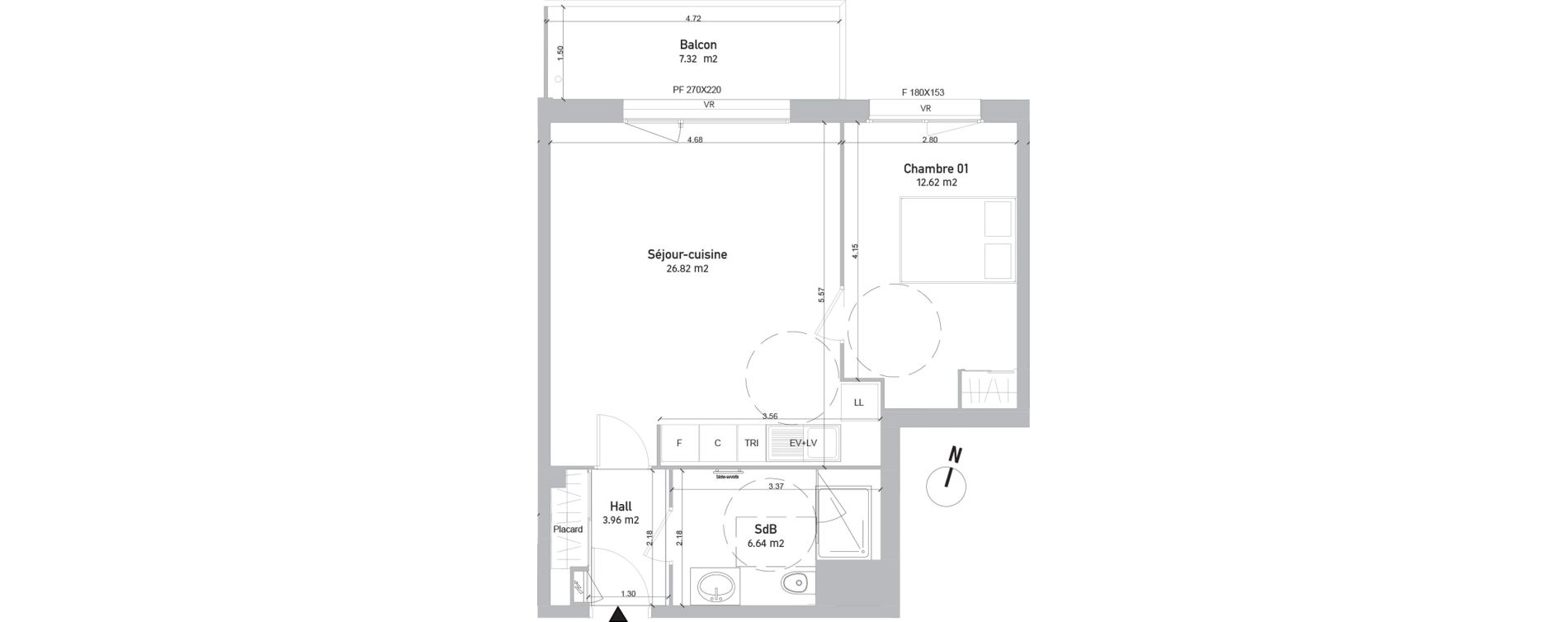 Appartement T2 de 50,04 m2 &agrave; Saint-Quentin Centre