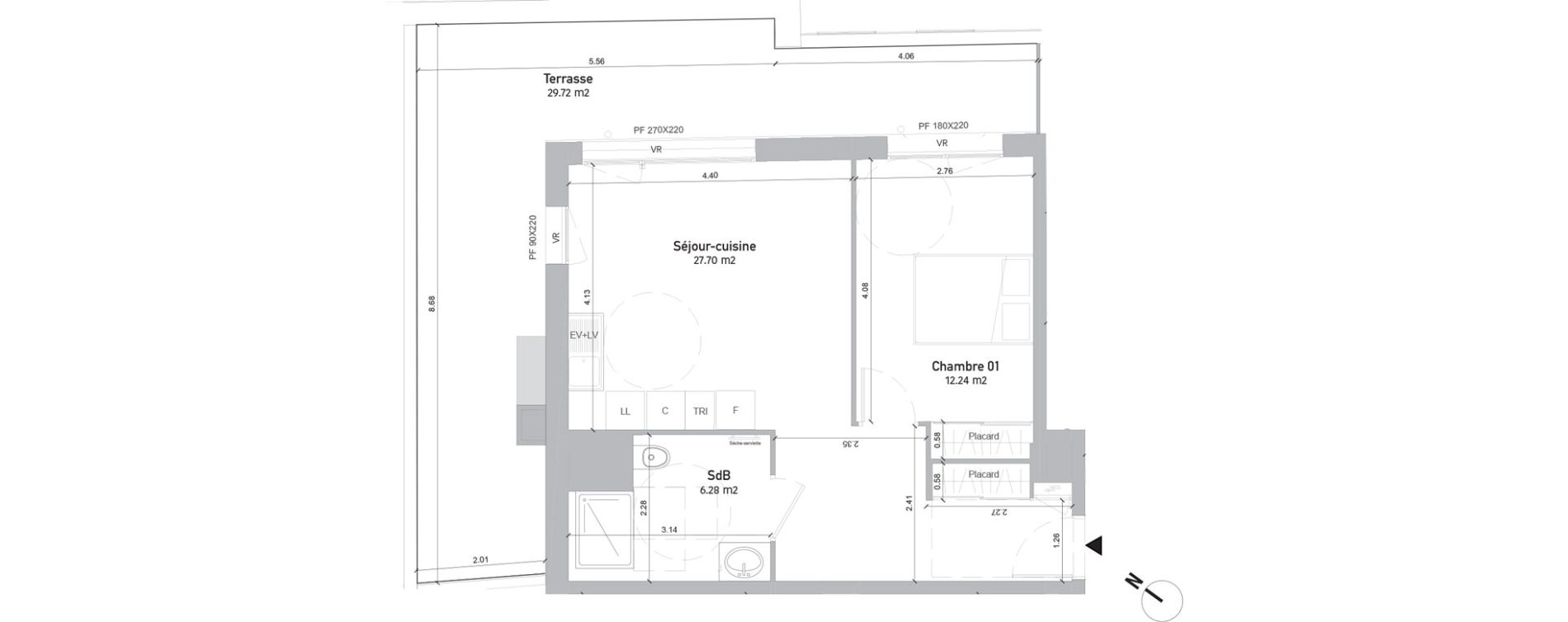 Appartement T2 de 46,22 m2 &agrave; Saint-Quentin Centre