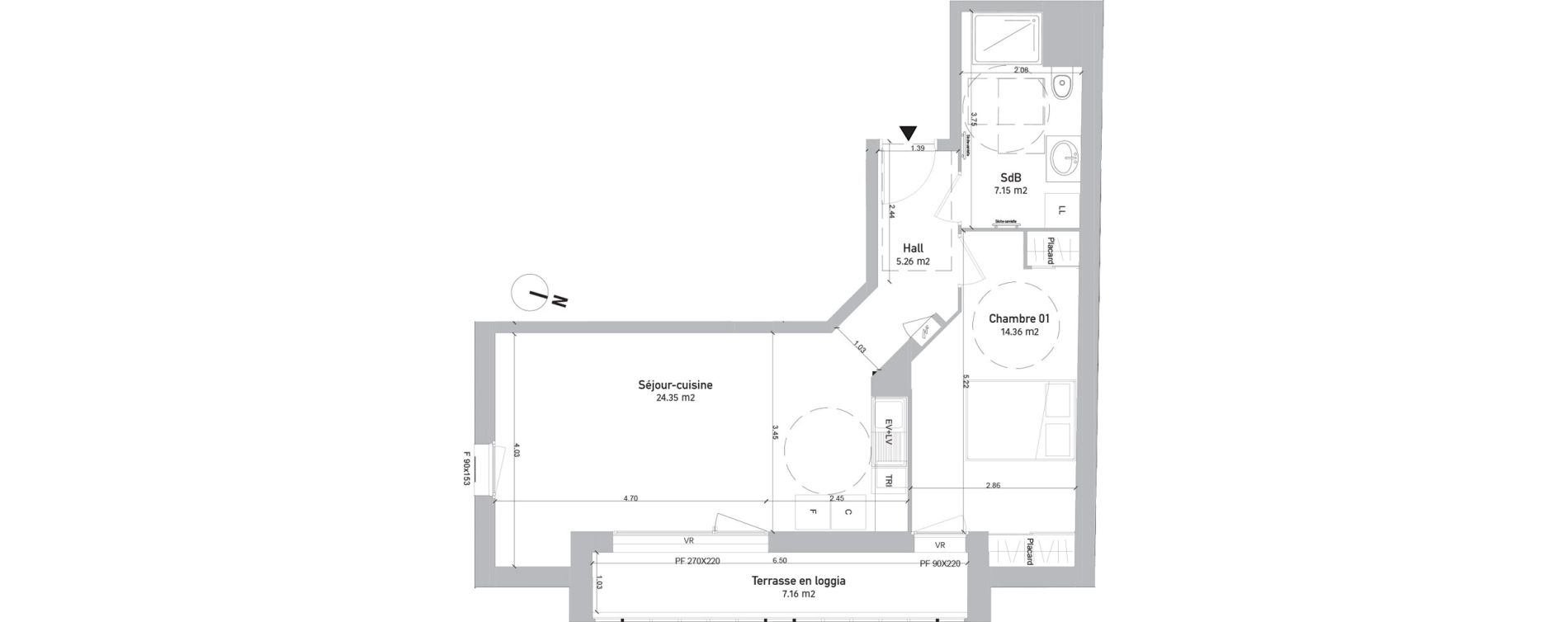 Appartement T2 de 51,12 m2 &agrave; Saint-Quentin Centre