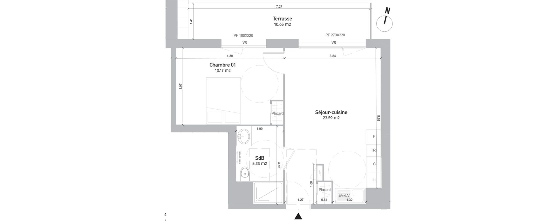Appartement T2 de 42,09 m2 &agrave; Saint-Quentin Centre
