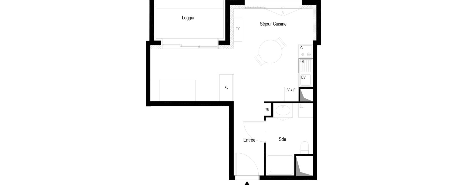 Appartement T1 meubl&eacute; de 29,30 m2 &agrave; Soissons Saint-waast