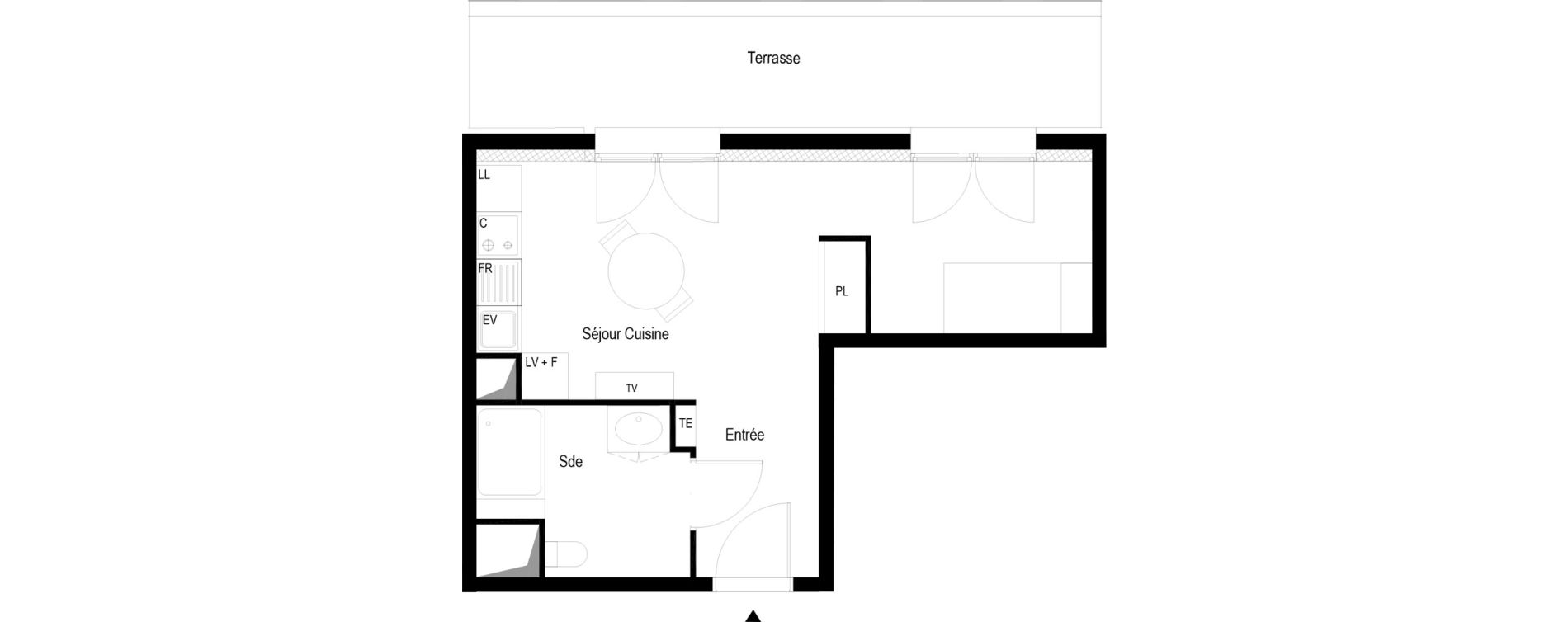 Appartement T1 meubl&eacute; de 29,40 m2 &agrave; Soissons Saint-waast