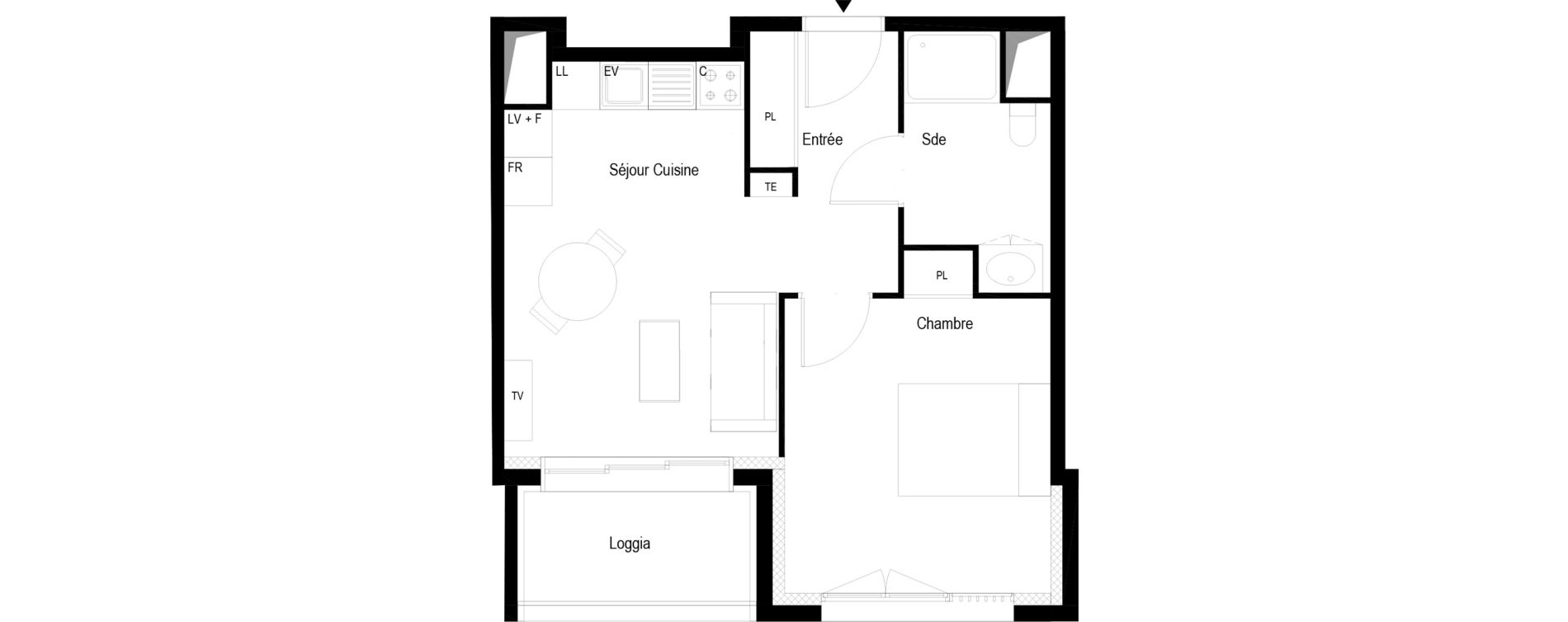 Appartement T2 meubl&eacute; de 38,80 m2 &agrave; Soissons Saint-waast