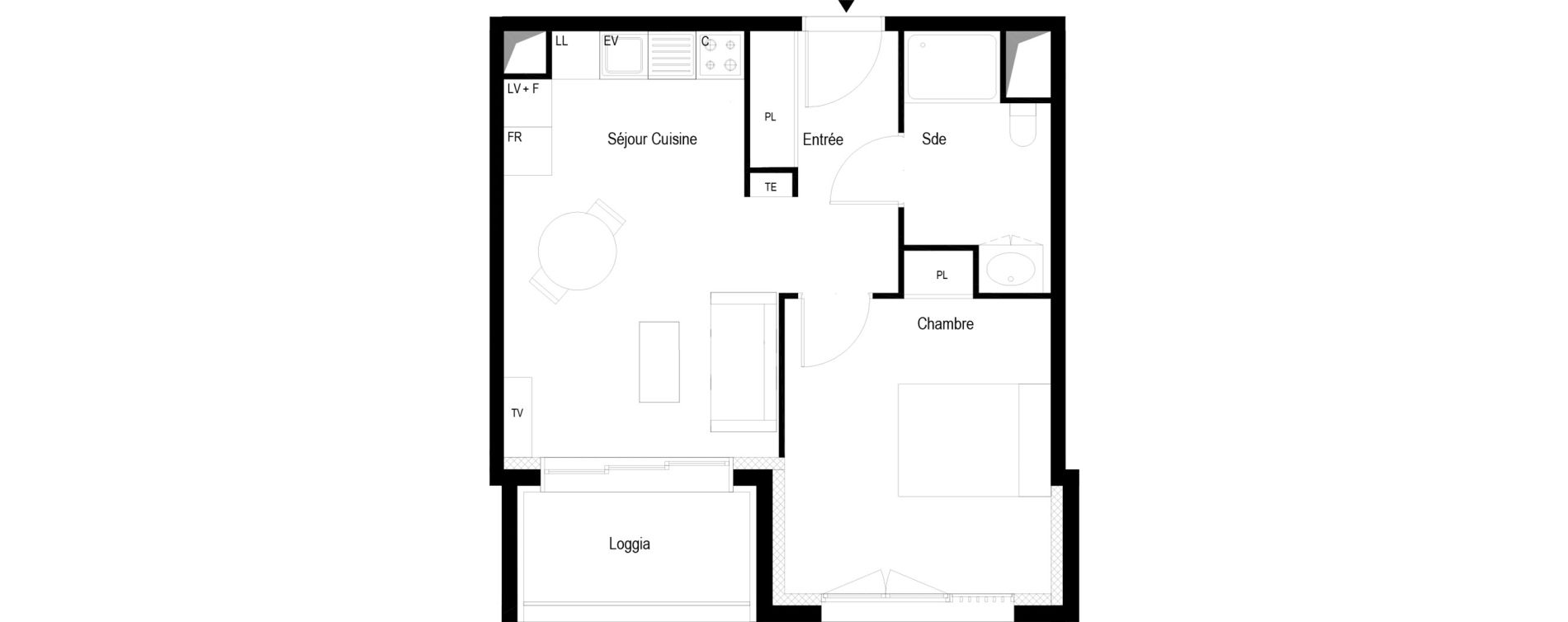 Appartement T2 meubl&eacute; de 40,00 m2 &agrave; Soissons Saint-waast