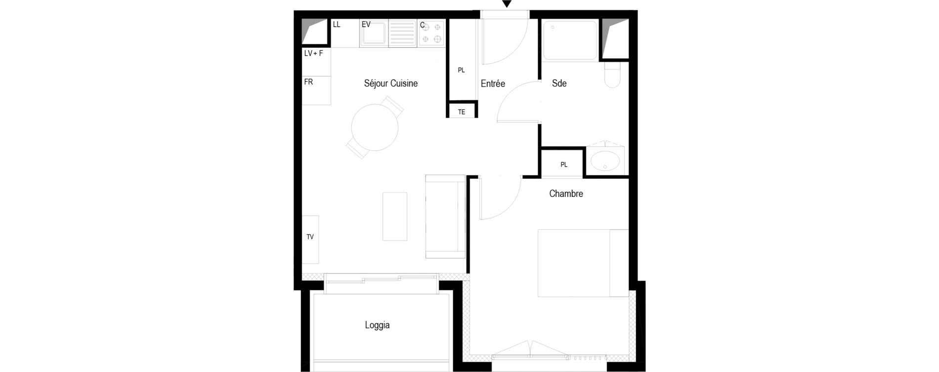 Appartement T2 meubl&eacute; de 40,00 m2 &agrave; Soissons Saint-waast