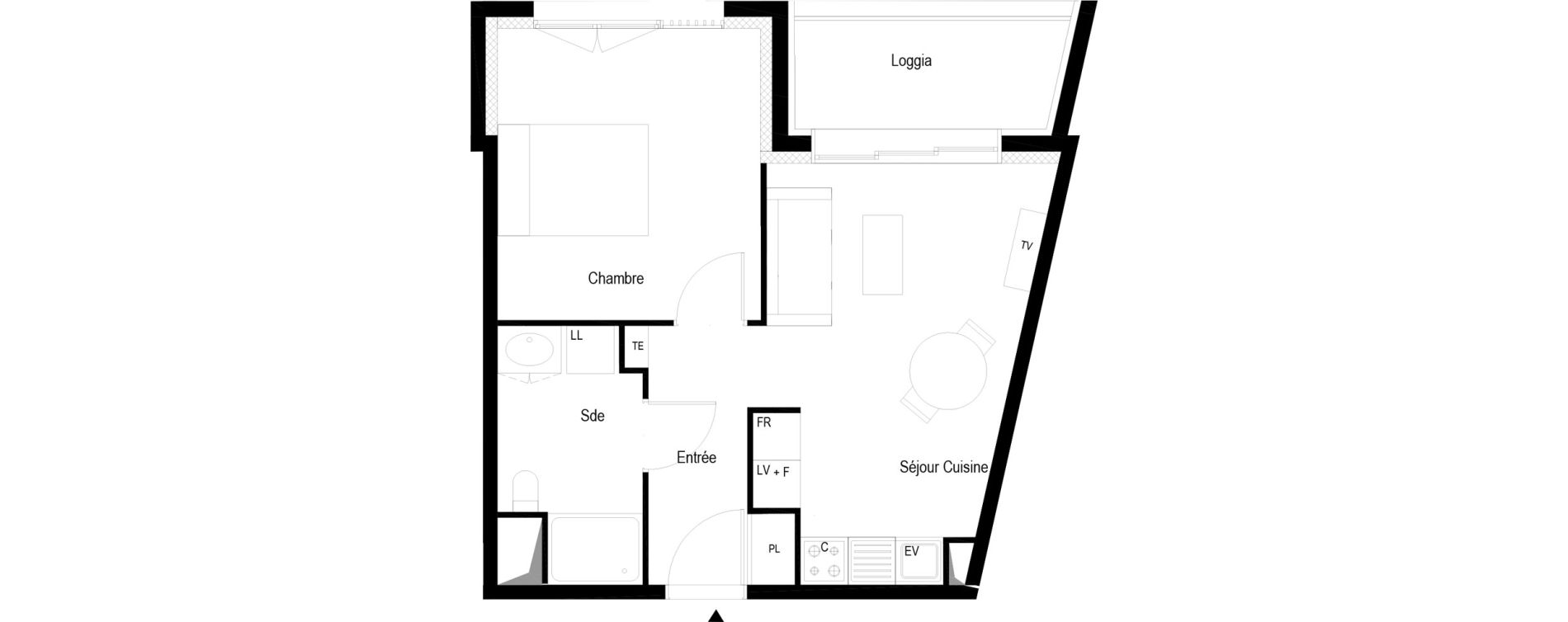 Appartement T2 meubl&eacute; de 38,30 m2 &agrave; Soissons Saint-waast