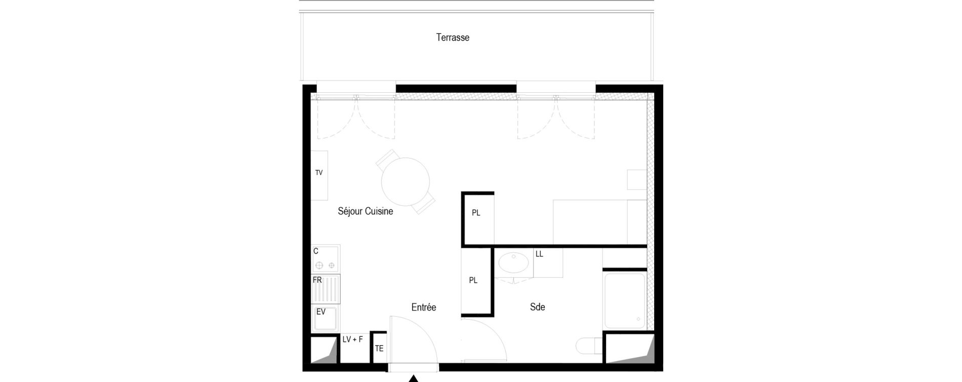 Appartement T2 meubl&eacute; de 40,50 m2 &agrave; Soissons Saint-waast