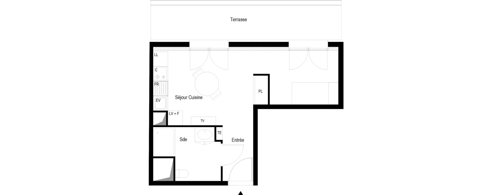 Appartement T1 meubl&eacute; de 27,40 m2 &agrave; Soissons Saint-waast