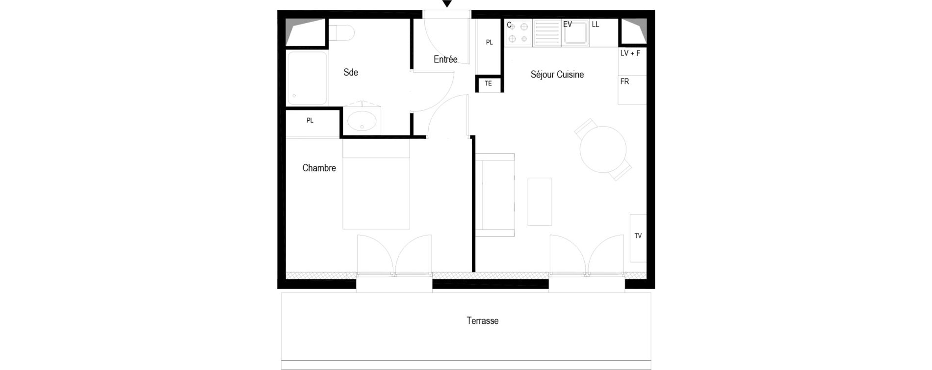 Appartement T2 meubl&eacute; de 38,40 m2 &agrave; Soissons Saint-waast