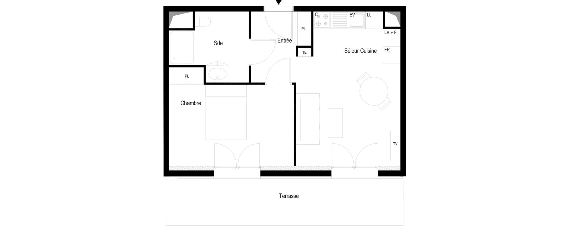 Appartement T2 meubl&eacute; de 40,50 m2 &agrave; Soissons Saint-waast