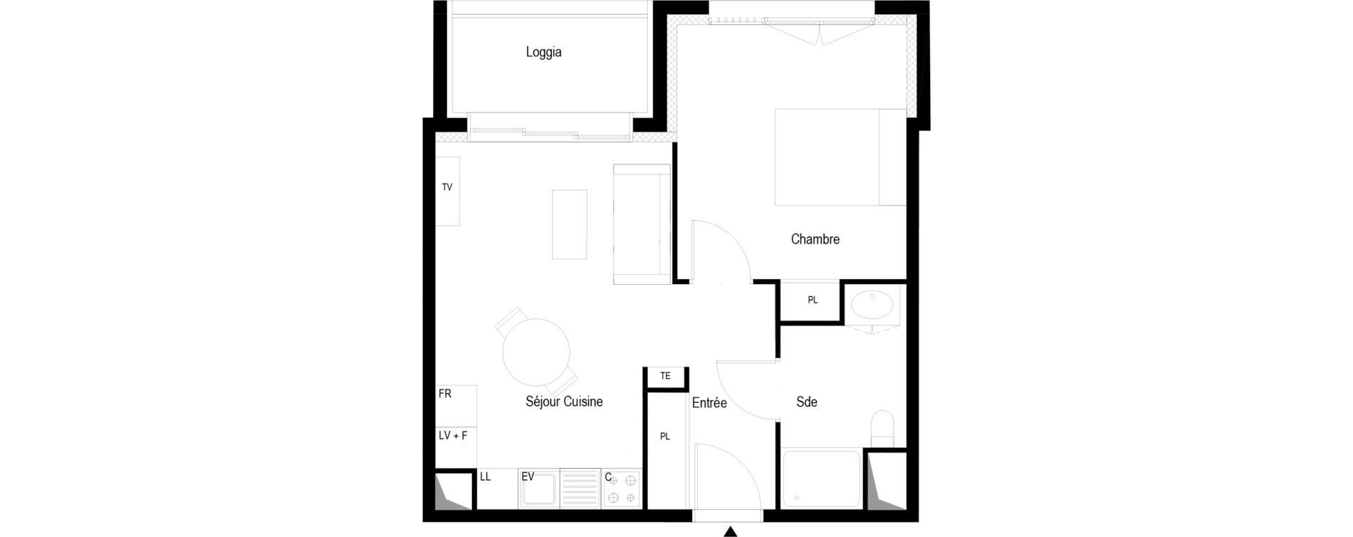 Appartement T2 meubl&eacute; de 40,00 m2 &agrave; Soissons Saint-waast