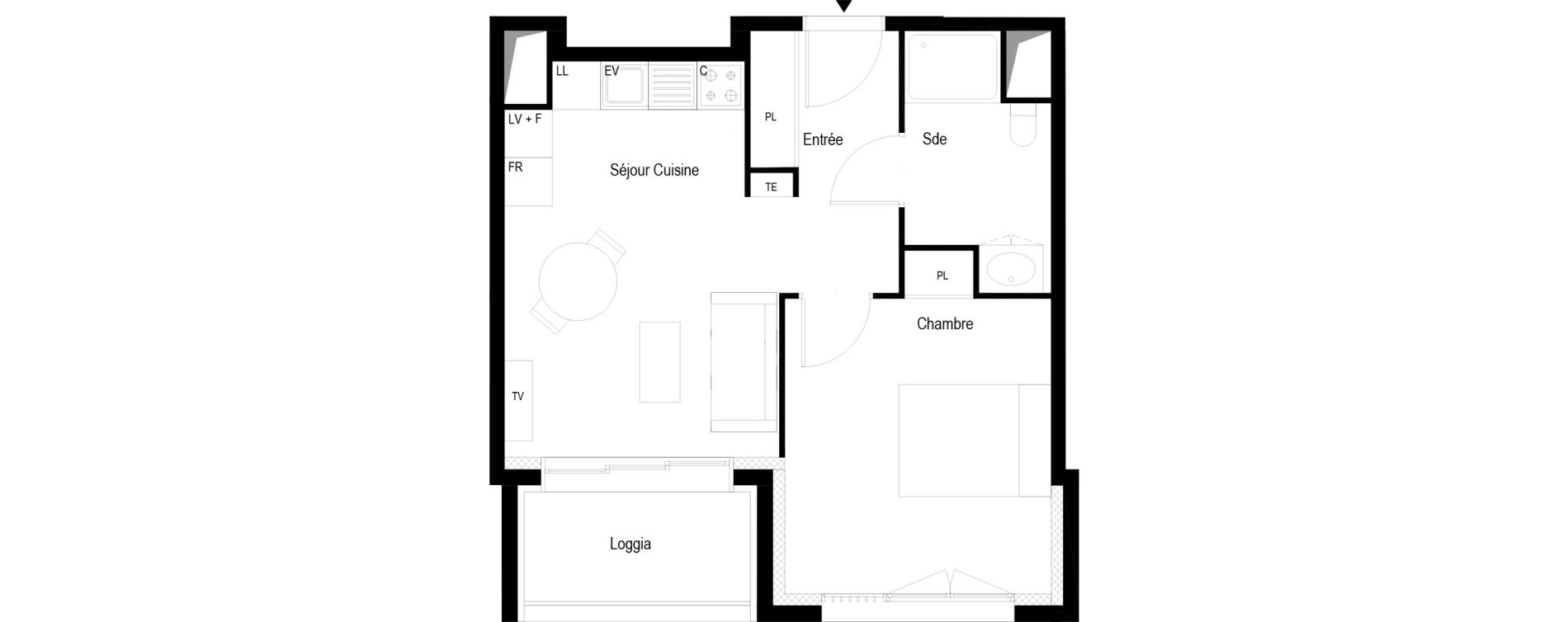 Appartement T2 meubl&eacute; de 38,80 m2 &agrave; Soissons Saint-waast