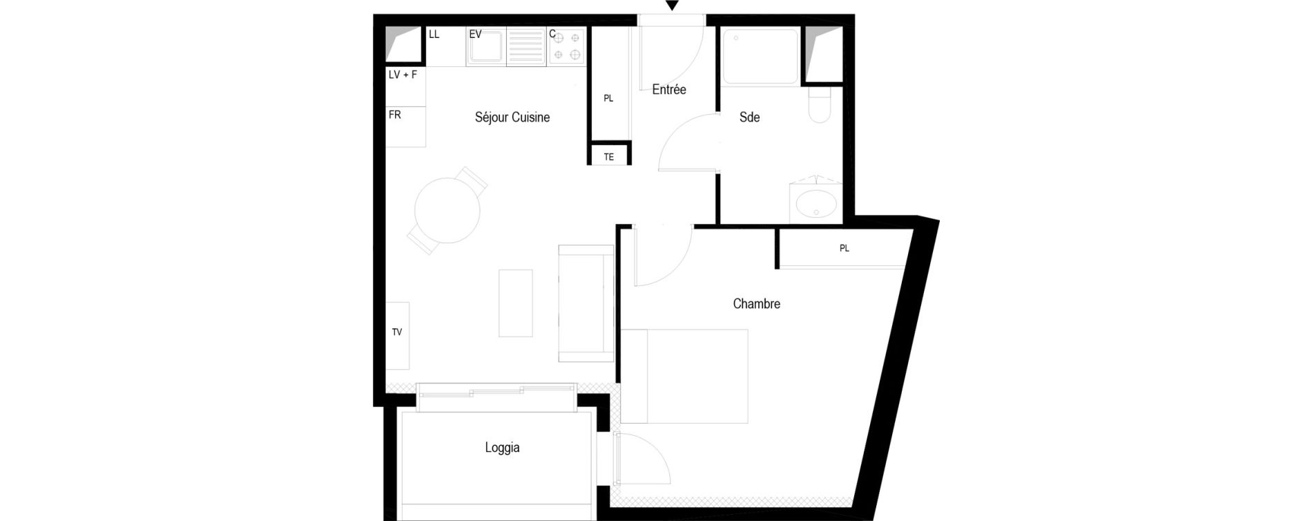 Appartement T2 meubl&eacute; de 42,50 m2 &agrave; Soissons Saint-waast