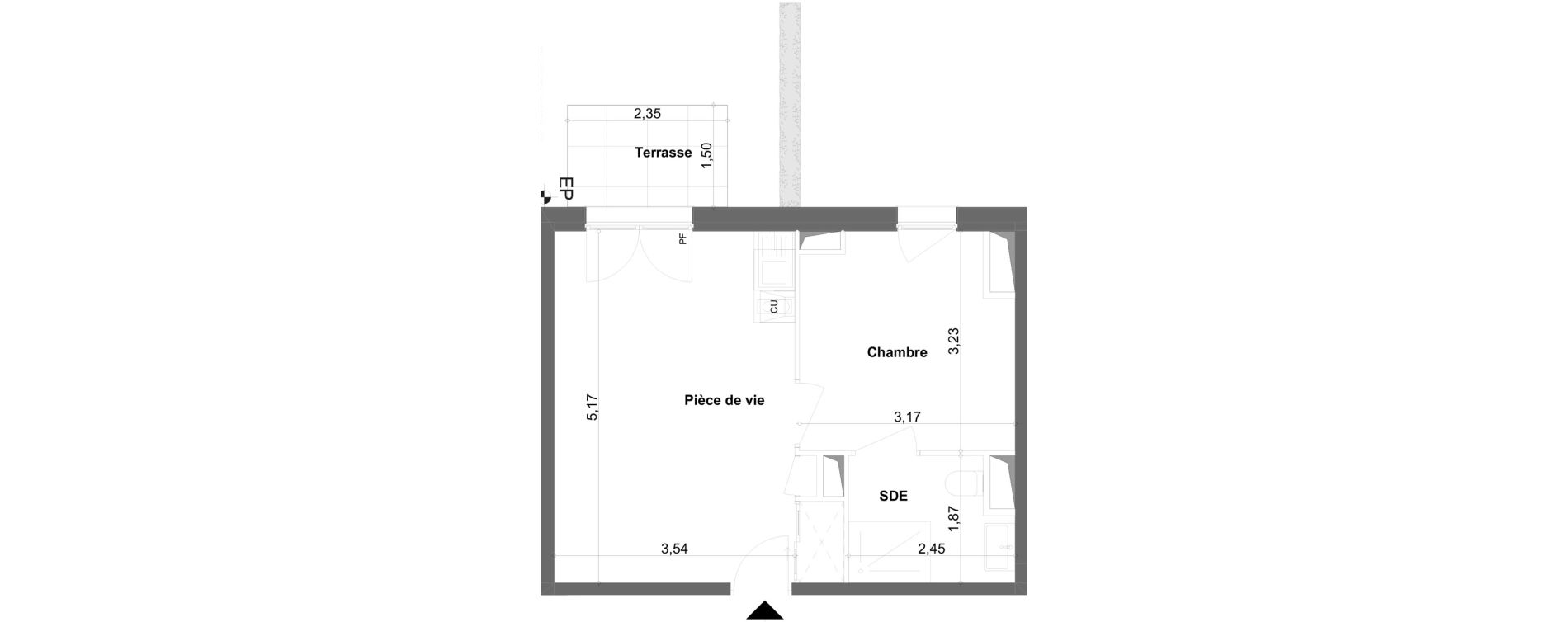 Appartement T2 meubl&eacute; de 32,85 m2 &agrave; Anzin Centre