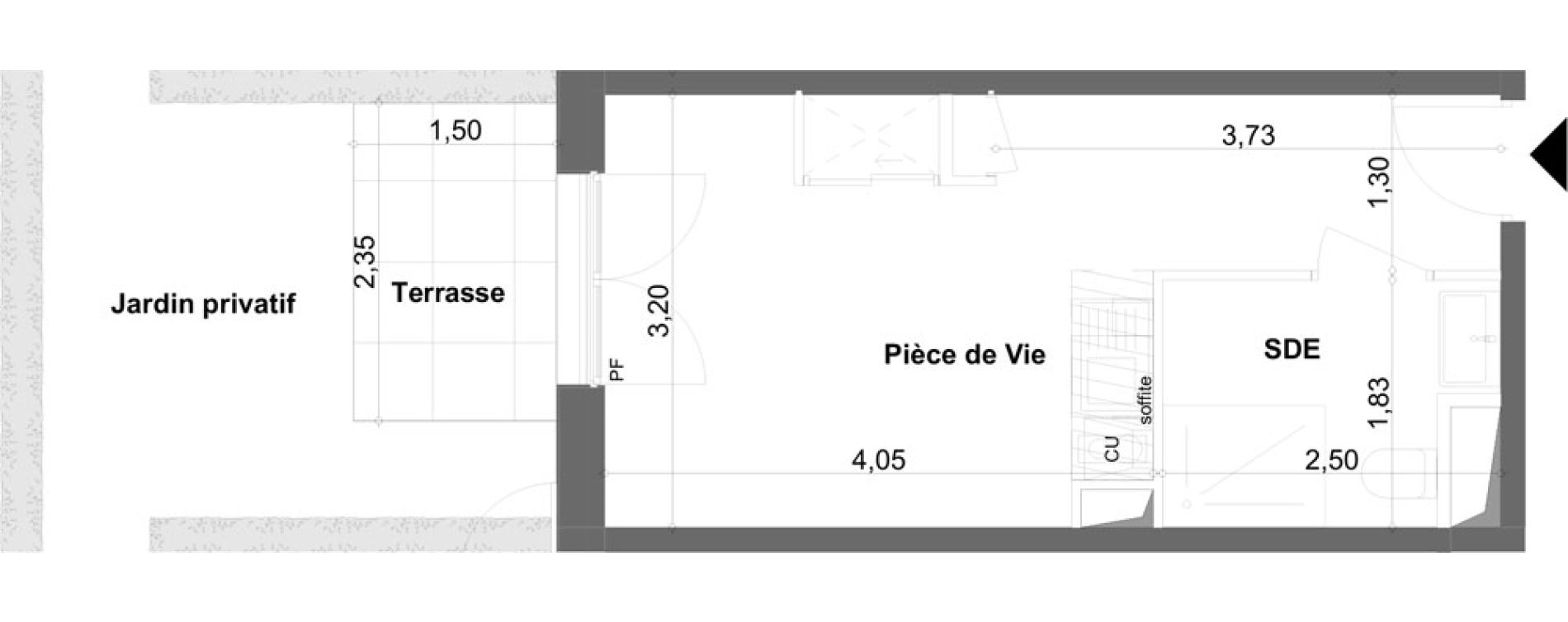 Appartement T1 meubl&eacute; de 19,88 m2 &agrave; Anzin Centre