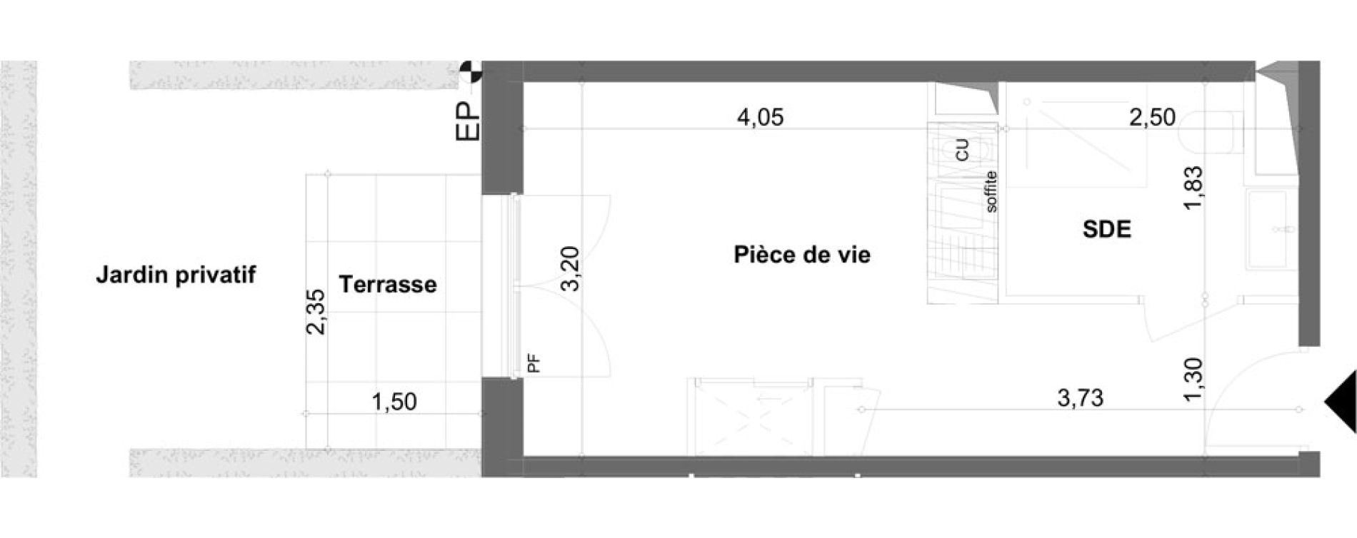 Appartement T1 meubl&eacute; de 19,92 m2 &agrave; Anzin Centre