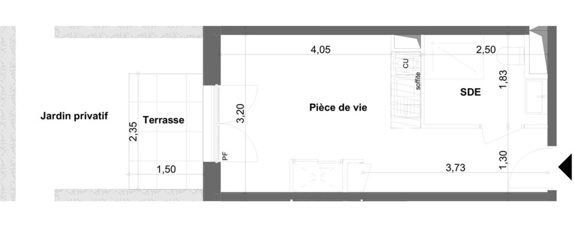 Appartement T1 meubl&eacute; de 19,92 m2 &agrave; Anzin Centre